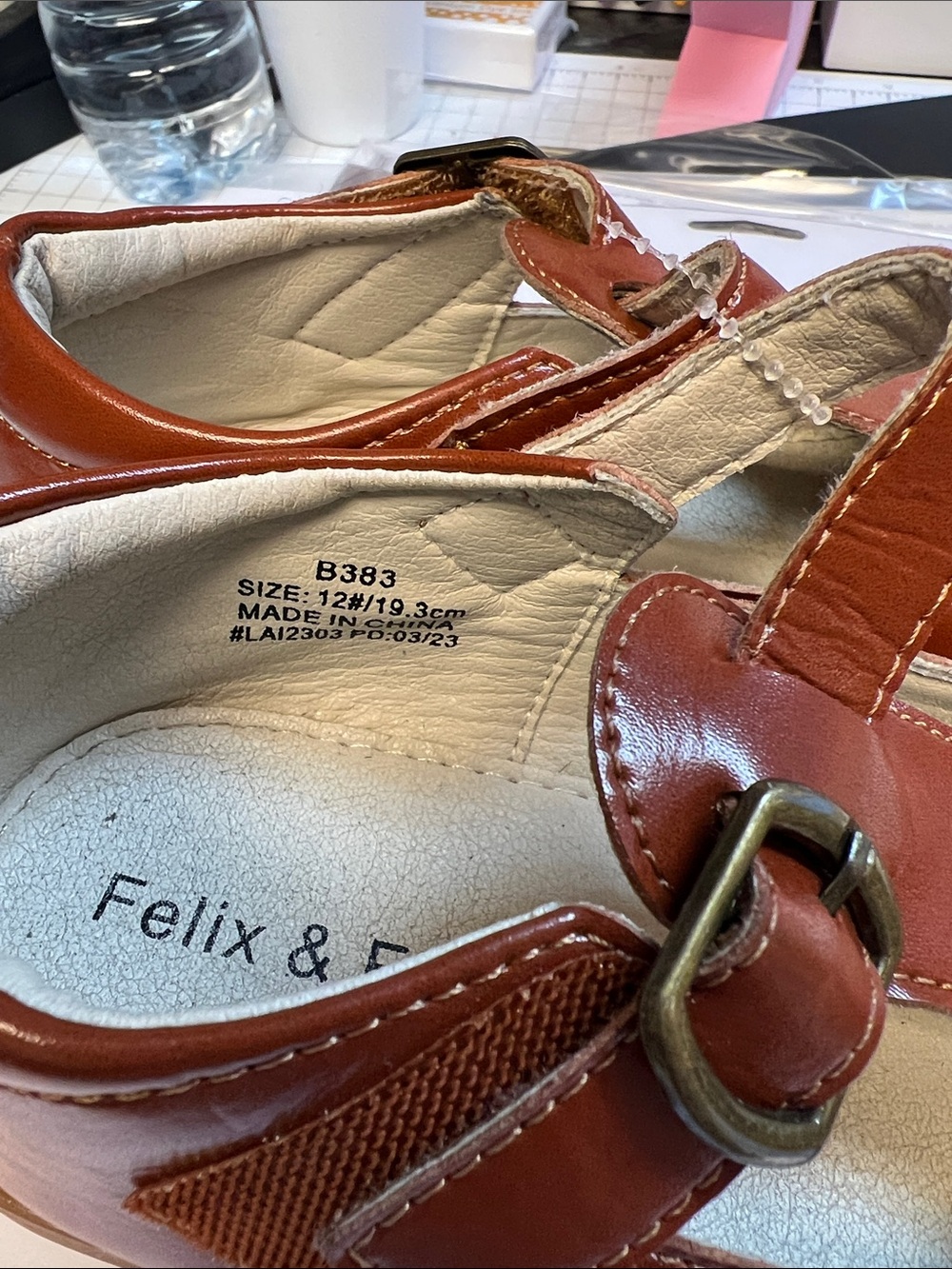 Felix & Flo Girls' Tan Buckle Mary Jane Dress Shoes
